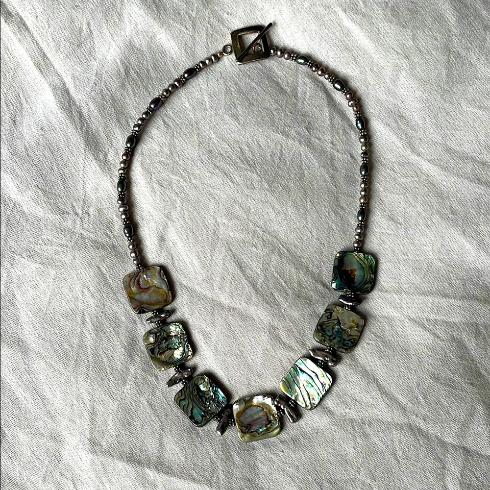 Silver and Black Pearl Necklace